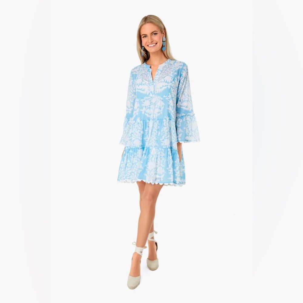 NWT TNuck Exclusive Juliet Dunn Pastel Blue Palladio Flared Sleeve Dress, 1